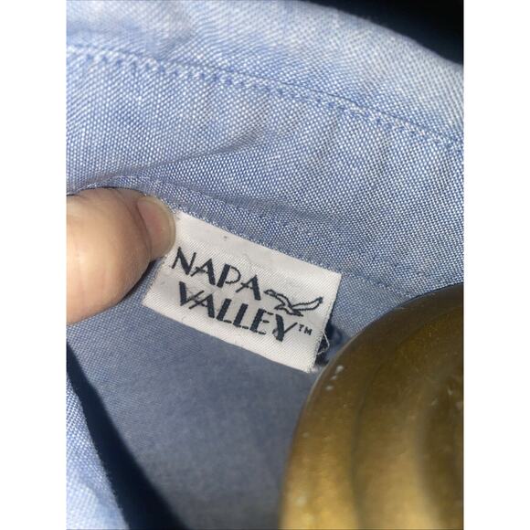 NAPA VALLEY Vintage Denim Chambray Patchwork Woven Button-Up Shirt Women’s Large - Picture 9 of 9